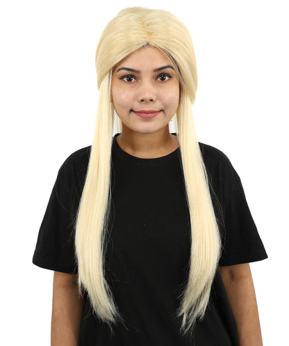 HPO Women's Deep Copper Plait Blonde Wig | 29-Inch Matte Synthetic Fiber, Heavy Single Braid Style, Center Part | Halloween, Carnival, Theater, Fantasy Events