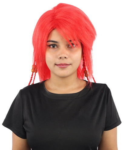 HPO Adult Women's Long Tribal Braided Wig | Multiple Color Options | Dark Shaggy Bob with Beaded Strands, Synthetic Fiber & Breathable Cap | Halloween, Sci-Fi Roleplay, Fantasy Costume