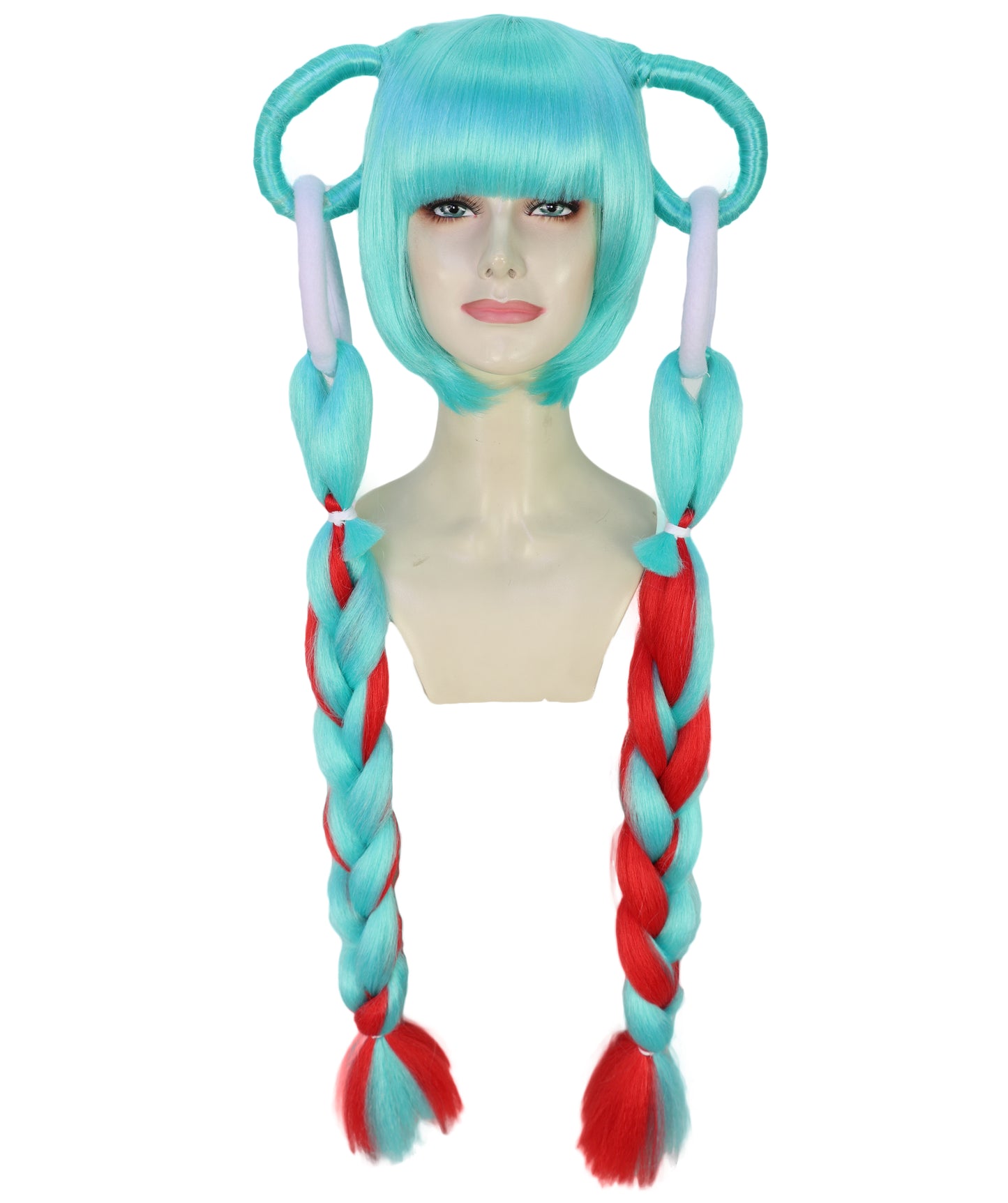 HPO Women Dramatic Two-Tone Roleplay Multicolor Wig | Flame-resistant Synthetic Fiber with Capless Cap| Ideal for party, Halloween, cosplay, theater, drag, performance, costume events