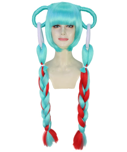 HPO Women Dramatic Two-Tone Roleplay Multicolor Wig | Flame-resistant Synthetic Fiber with Capless Cap| Ideal for party, Halloween, cosplay, theater, drag, performance, costume events