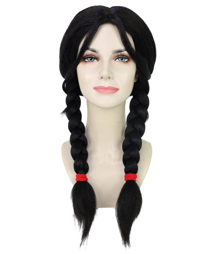 HPO Women's Fantasy Long Braided Black Wig | Elegant Adults Cosplay Hairpiece | Halloween Roleplay & Themed Events