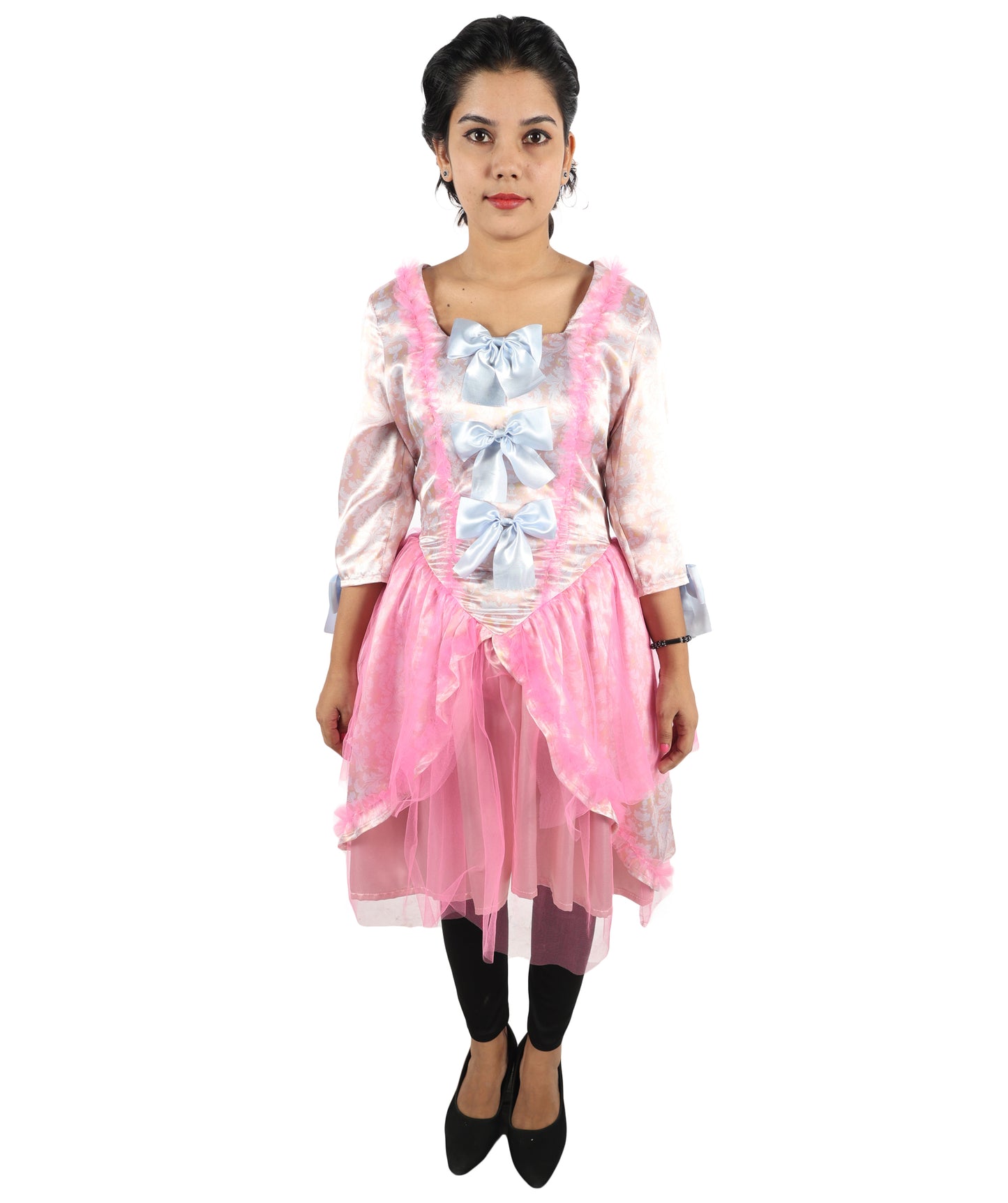 HPO Women's Marie Antoinette Pink Historical French Queen Costume  | Suitable for Halloween | Synthetic Fabric