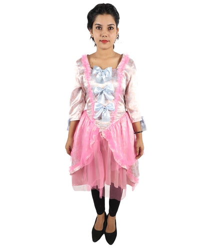 HPO Women's Marie Antoinette Pink Historical French Queen Costume  | Suitable for Halloween | Synthetic Fabric