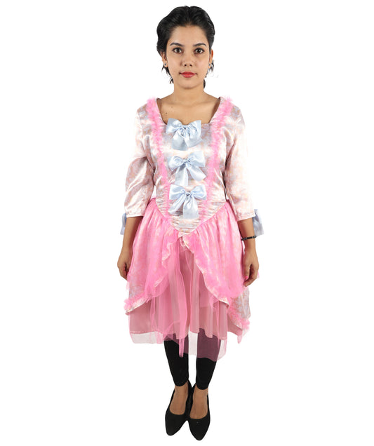 HPO Women's Marie Antoinette Pink Historical French Queen Costume  | Suitable for Halloween | Synthetic Fabric