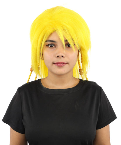 HPO Adult Women's Long Tribal Braided Wig | Multiple Color Options | Dark Shaggy Bob with Beaded Strands, Synthetic Fiber & Breathable Cap | Halloween, Sci-Fi Roleplay, Fantasy Costume