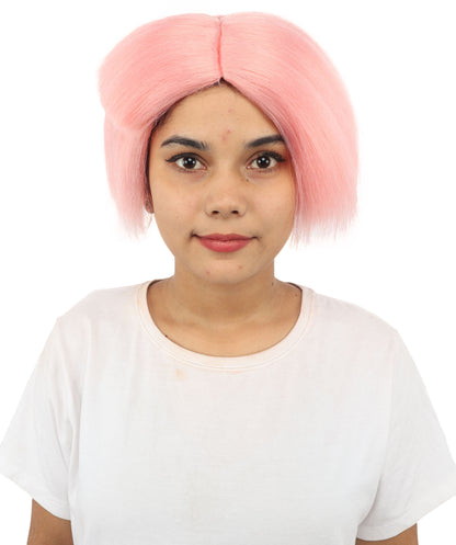 HPO Women’s Neon Yellow Bob Wig with Bangs—Bright Straight Cut Wig | Celebrity Inspired Hairpiece for Party, Halloween and Cosplay