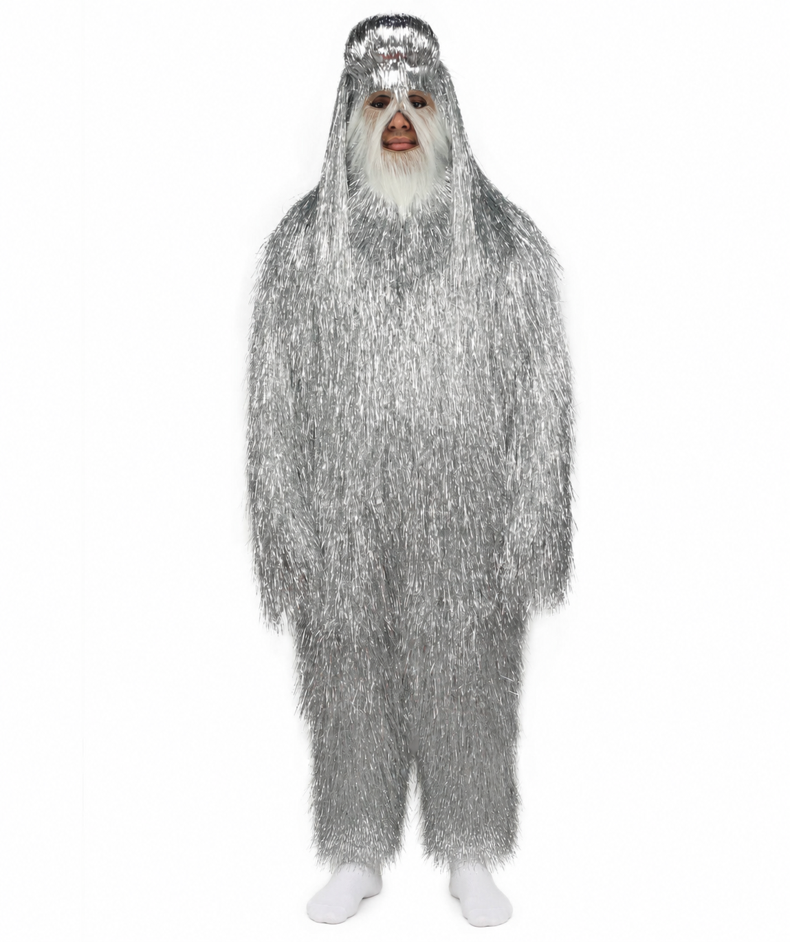 HPO UnisexTinsel Hairy Costume, Bundle & Mask Set | Full-Body Suit & Matching Mask | Long Hair Funny Costume for Halloween, Performers, Cosplay & Mascots | Multicolor Options