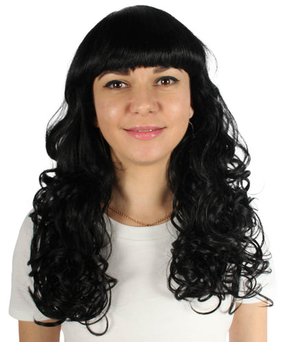 HPO Women's Wig for Fancy Anti-Hero Girl | Long Curly Party Ready Fancy Halloween Wigs | Premium Breathable Capless Cap