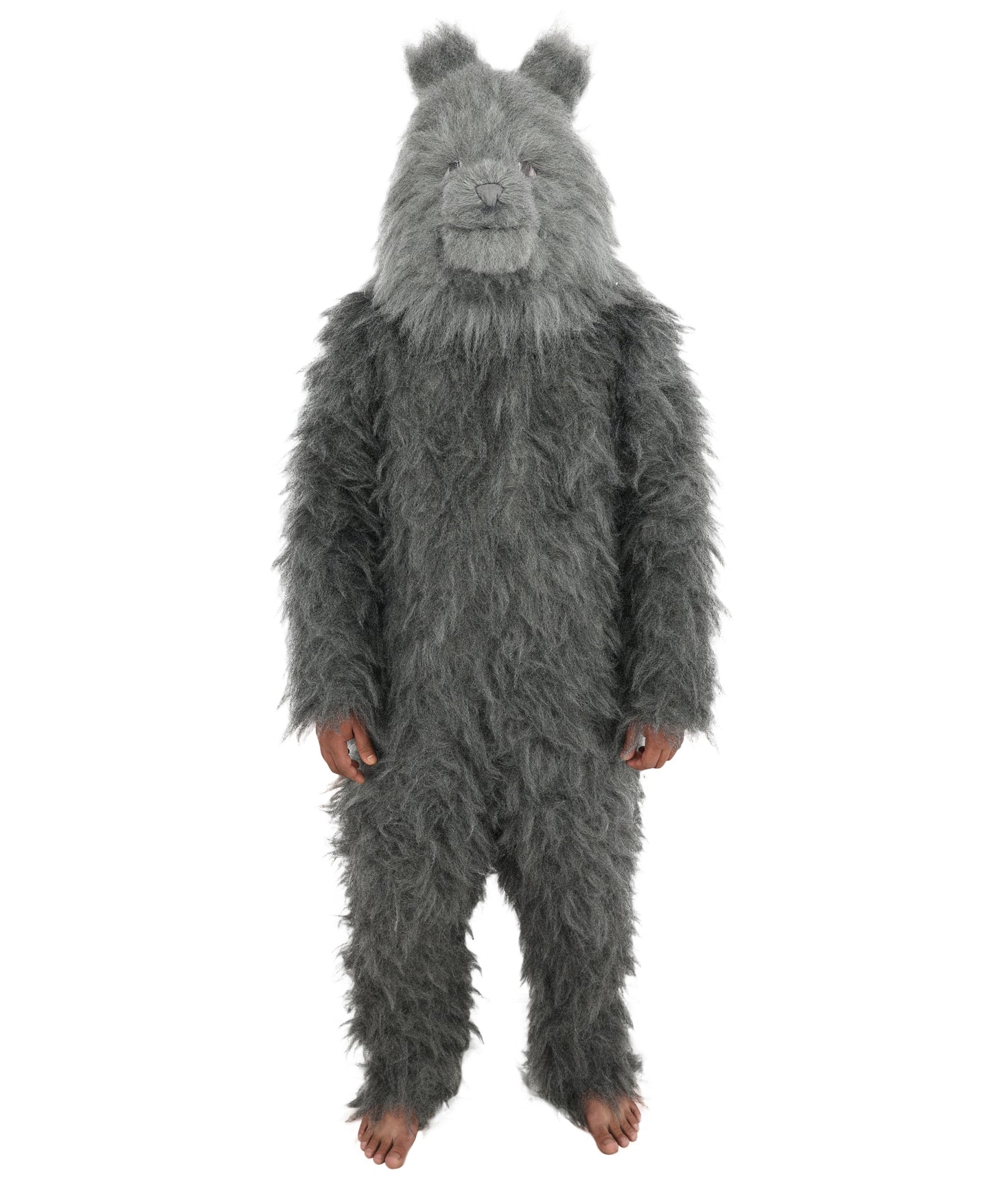 HPO Unisex Dark Grey Wolf Mascot Costume Bundle & Mask Set | Realistic Animal Full Coverage Outfit | Crafted for Parties and Cosplay events
