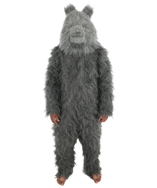 HPO Unisex Dark Grey Wolf Mascot Costume Bundle & Mask Set | Realistic Animal Full Coverage Outfit | Crafted for Parties and Cosplay events