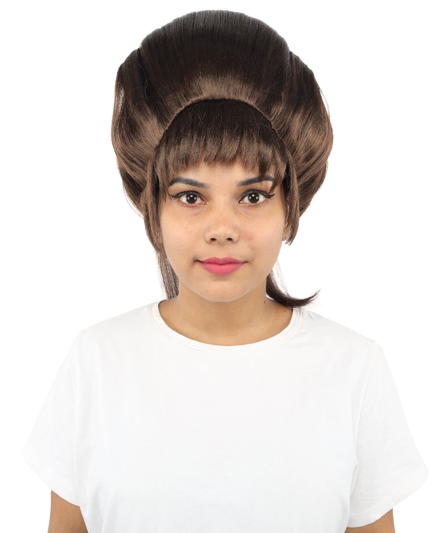 HPO Adult Women's Avant-Garde Bouffant Wig | Multiple Color Options | Create of synthetic fiber, massive smooth updo with micro bangs, breathable base | Party, Halloween, theater, drag, performance, costume events