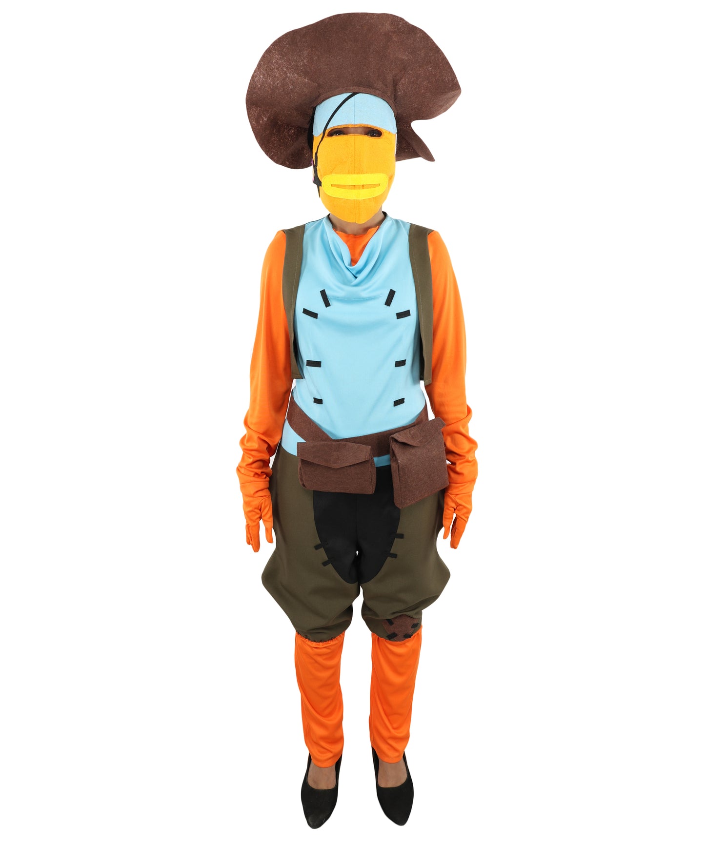 HPO Women's Fish Character Style Costume – Multicolor Outfit with Matching Cap and Belt | Theme Party & Cosplay Presentation Wear