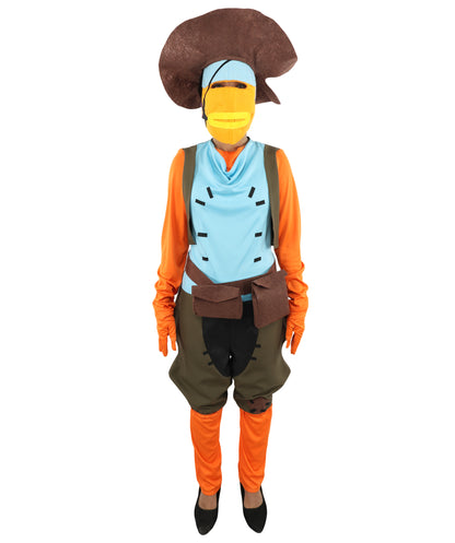 HPO Women's Fish Character Style Costume – Multicolor Outfit with Matching Cap and Belt | Theme Party & Cosplay Presentation Wear