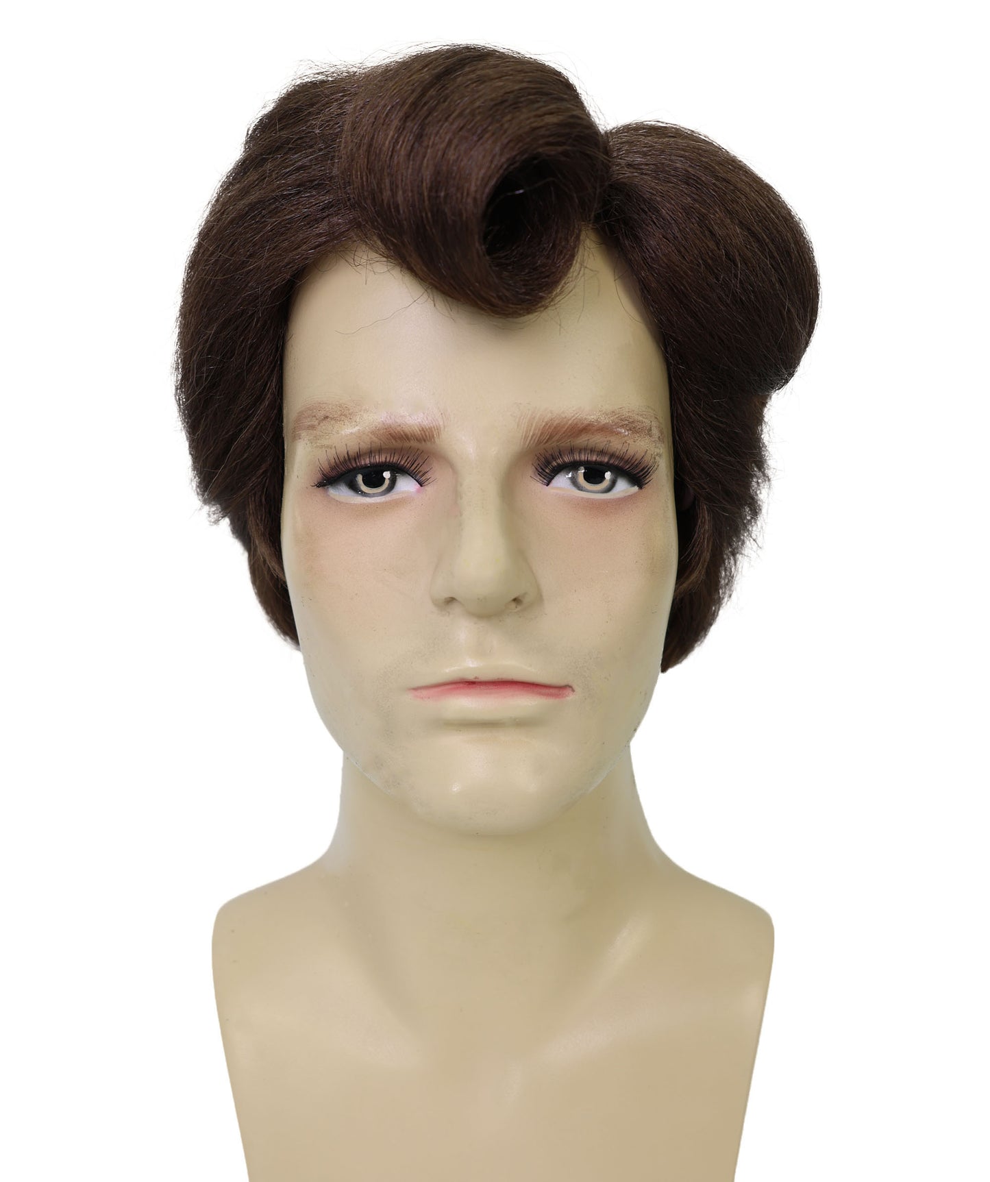 Adult Men’s Retro Rock‘n Roll Brown Greaser Wig | Vintage 50s Wig Style for Parties and Theater | Flame-retardant Synthetic Fiber