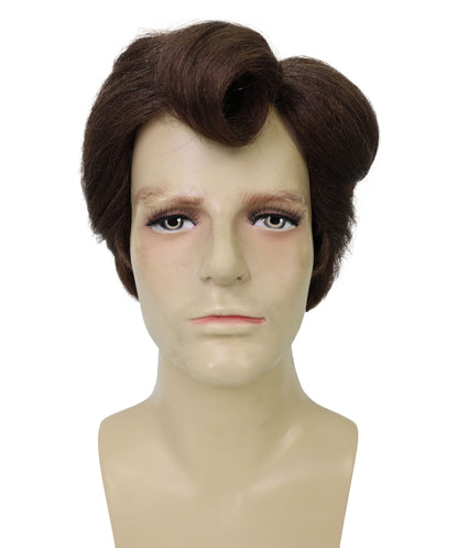 Adult Men’s Retro Rock‘n Roll Brown Greaser Wig | Vintage 50s Wig Style for Parties and Theater | Flame-retardant Synthetic Fiber
