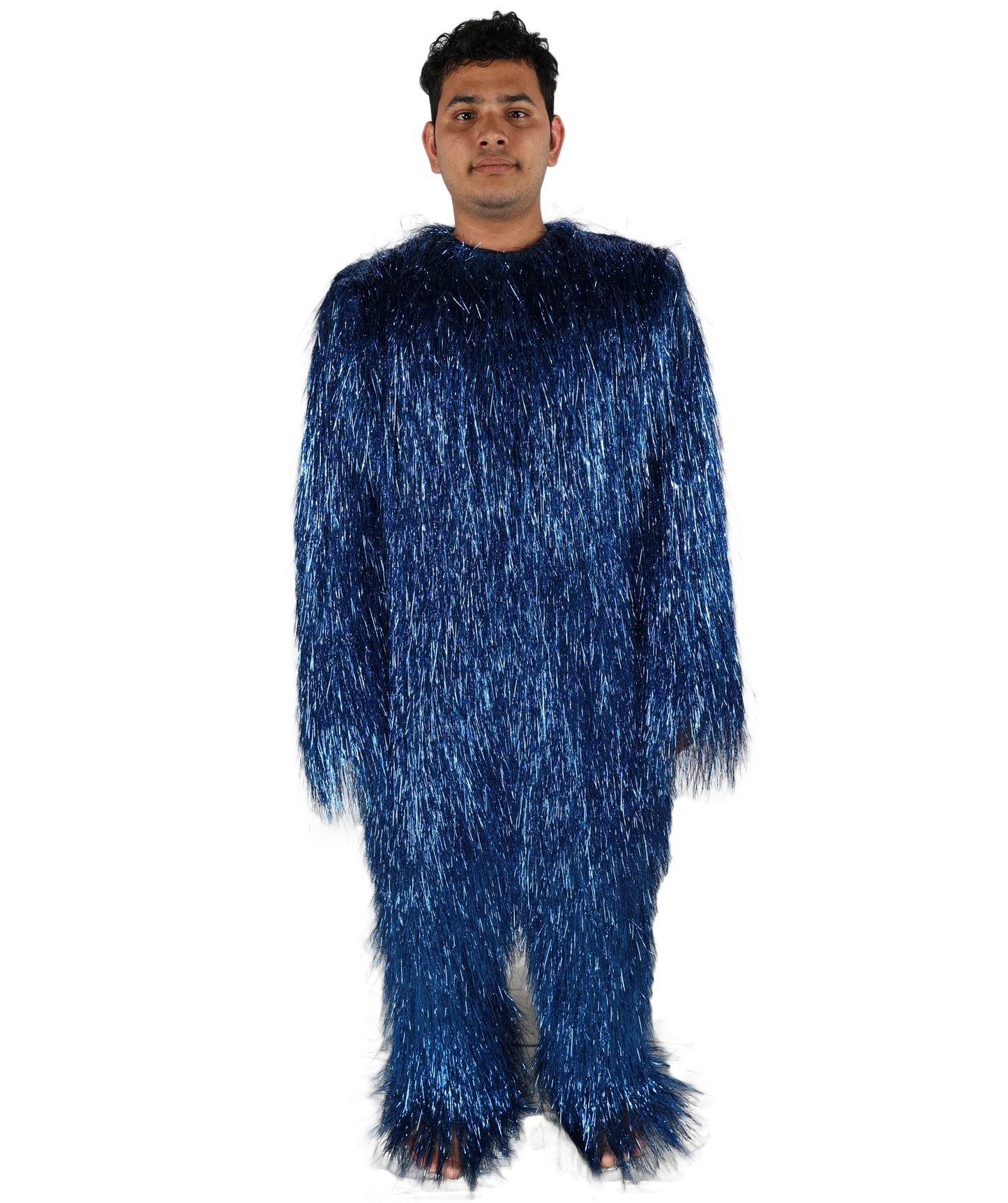 HPO UnisexTinsel Hairy Costume, Bundle & Mask Set | Full-Body Suit & Matching Mask | Long Hair Funny Costume for Halloween, Performers, Cosplay & Mascots | Multicolor Options