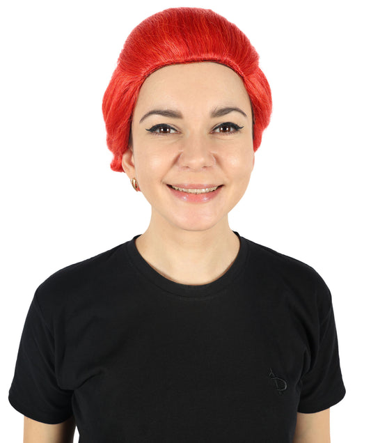 HPO Adult Women Faith Blossom Swirl Updo Lace Front Red Wig | Synthetic Styled Wigs | Perfect for Prom Wedding Luxury Events, Church Everyday Wear and Mother’s Day