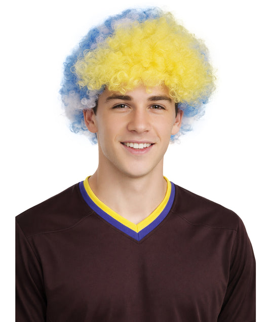 Uruguay Sport Afro Fun Wig | Jumbo Blue White Wig