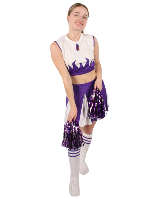 HPO Women's Carnival School Cheerleader Costume Set | Suitable for Halloween | Flame-retardant Synthetic Fabric