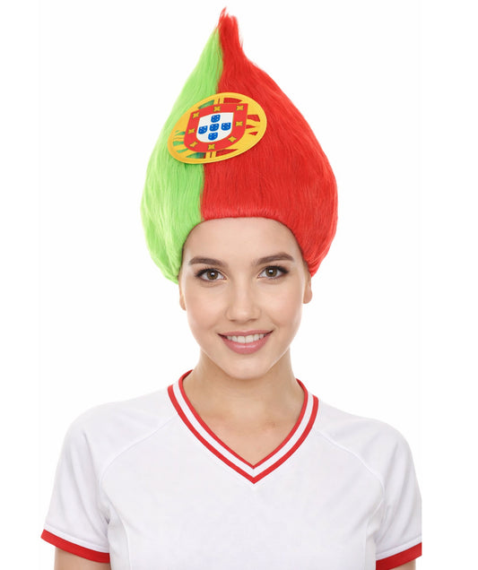 Portugal Flag Sports Troll Wig | Premium Breathable Capless Cap