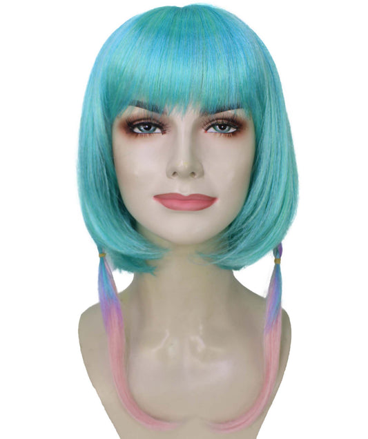 Blue Bob Wig with Bangs