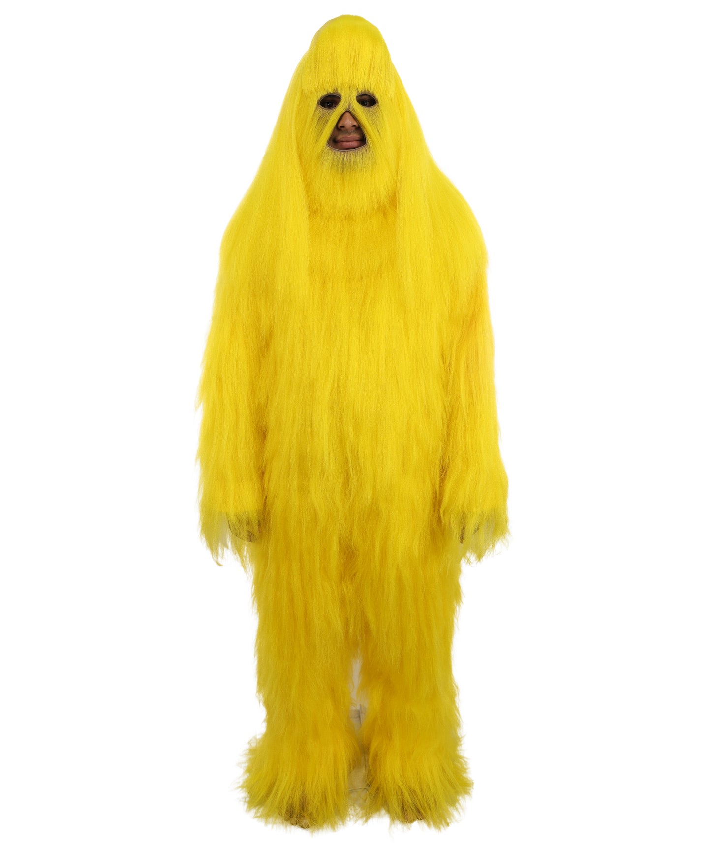 HPO Unisex Extreme Hairy Person Costume, Mask and Bundle - Full-Body Hair Suit Extra-Long Ash Brown Costume Wig for Halloween, Cosplay & Parties