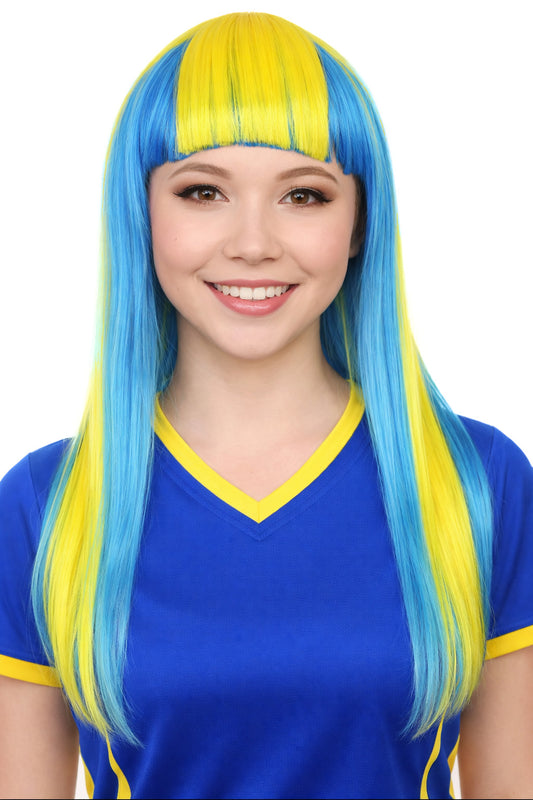 Sweden Flag Sport Party Long Bob Wig | Premium Breathable Capless Cap