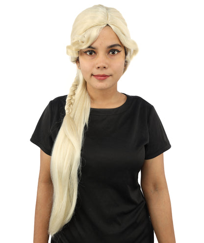 HPO Women's Braided Fantasy wig | Textured woven side plait, created of flame-retardant synthetic fiber, capless base | Theater, stage, costume events, drag