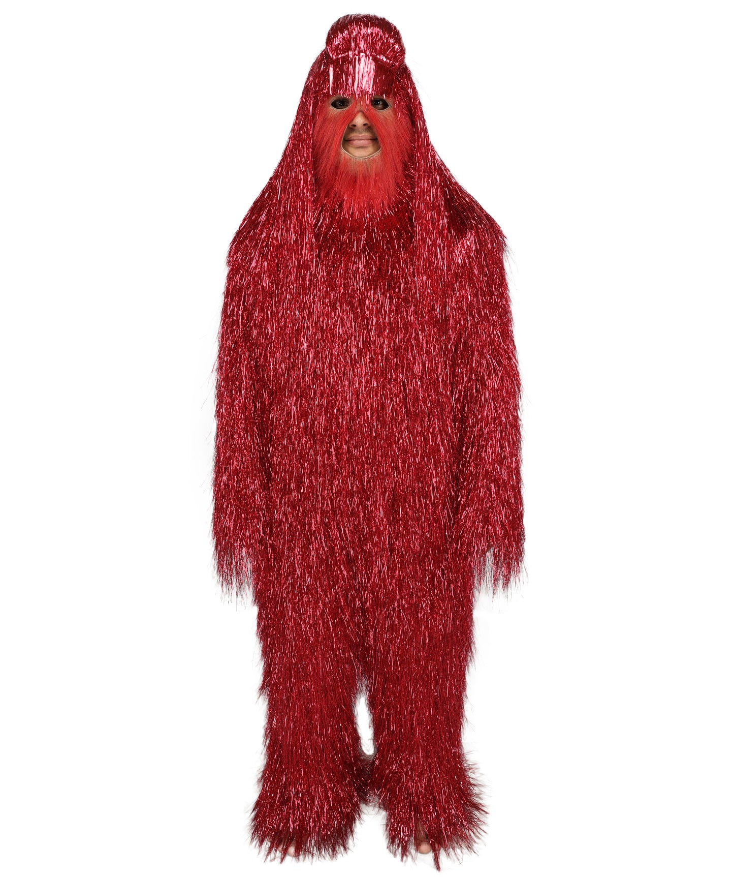 HPO Unisex Teen Extreme Tinsel Hairy Person Costume Bundle & Mask Set - Full-Body Tinsel Hair Suit Extra-Long Costume Wig for Halloween, Cosplay & Parties - Multiple Color Options