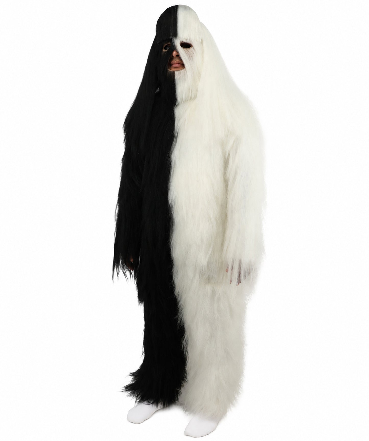 HPO  Extreme Hairy Person Two Part Costume, Mask and Bundle Set - Full-Body Hair Suit Extra-Long Costume Wig for Halloween, Cosplay & Parties - Multiple Color Options