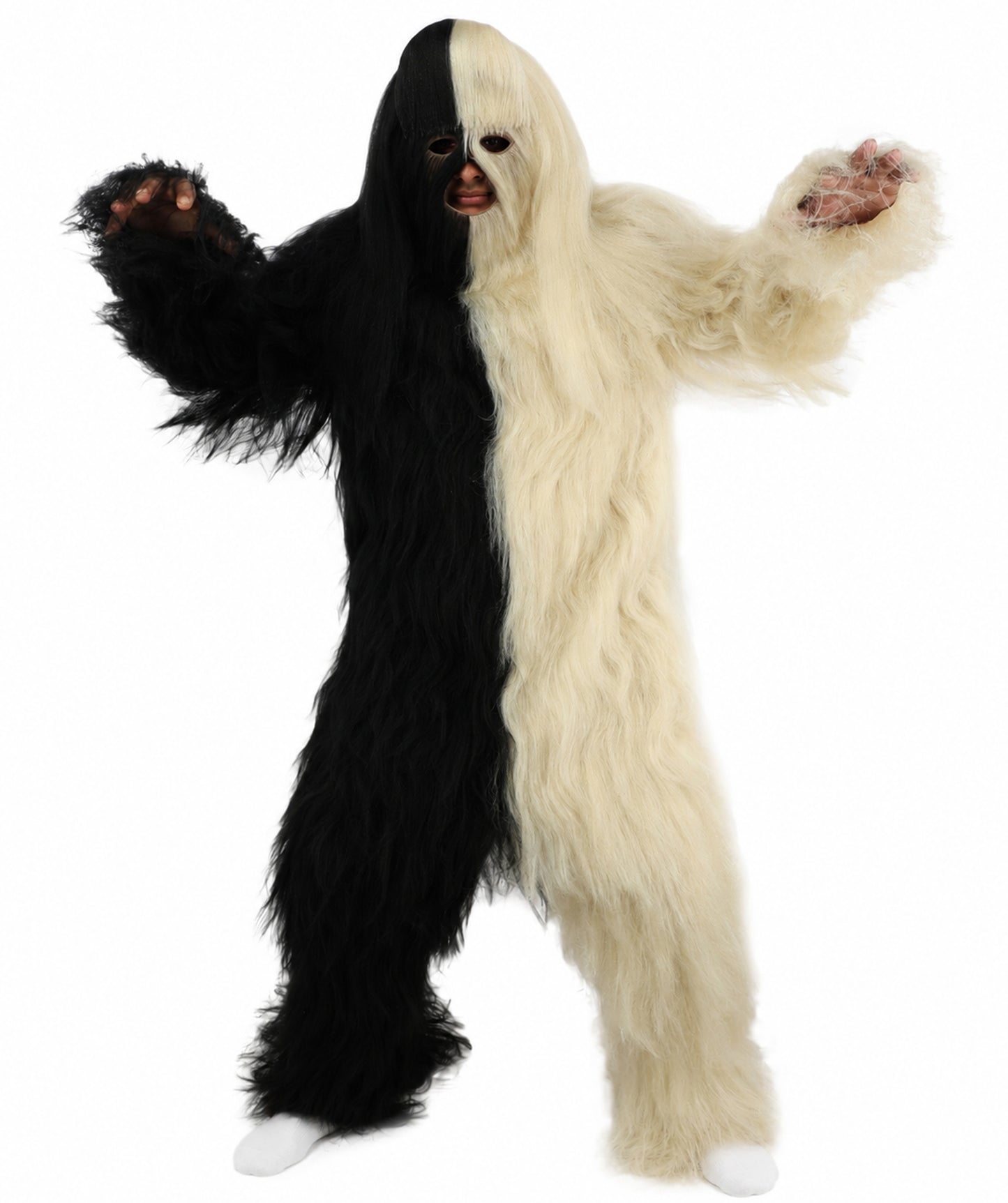 HPO  Extreme Hairy Person Two Part Costume, Mask and Bundle Set - Full-Body Hair Suit Extra-Long Costume Wig for Halloween, Cosplay & Parties - Multiple Color Options