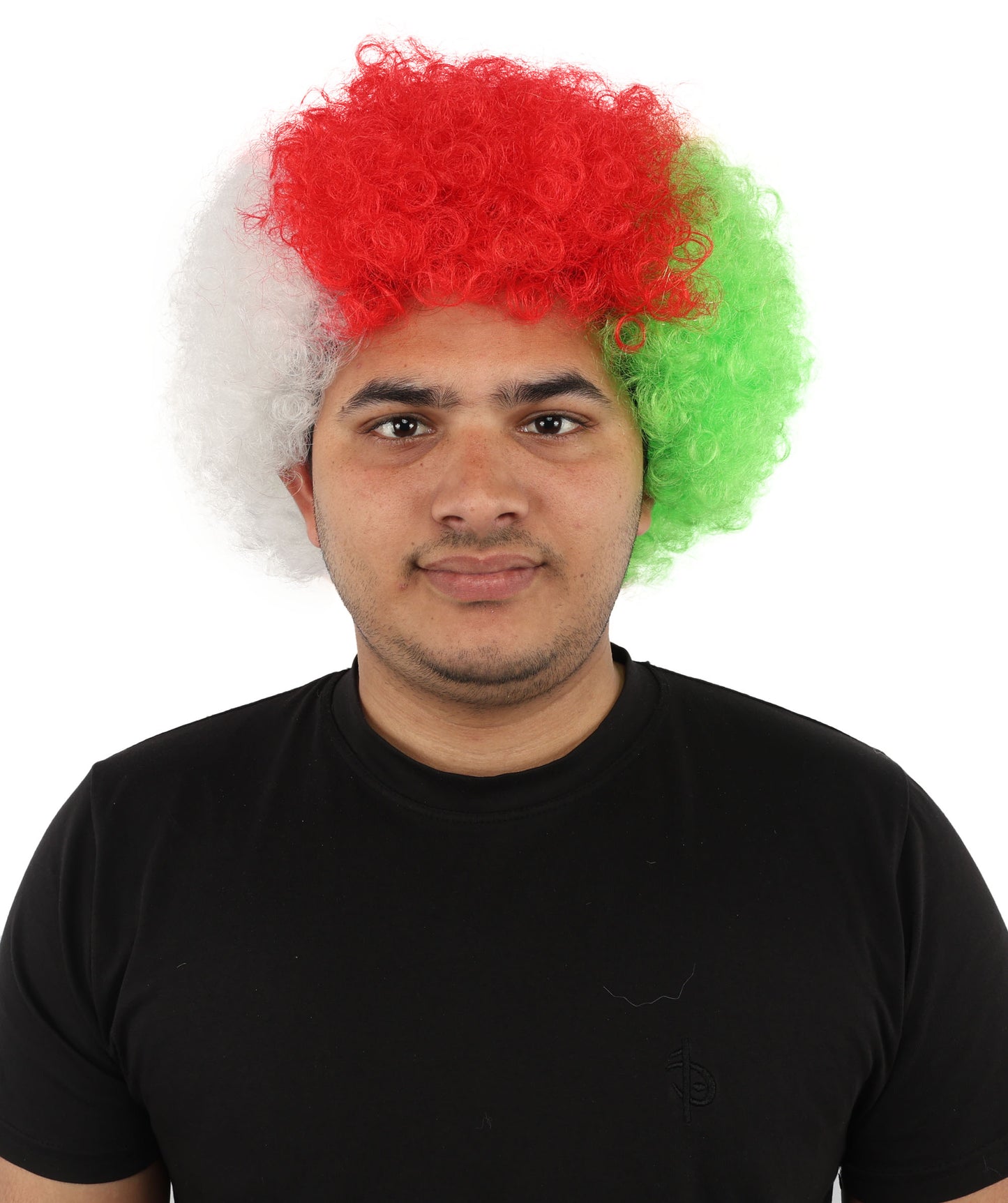 HPO Tri Tone Sports Wig | Voluminous Kinky Afro Style Standard Cap Construction | Six Nations Championship Game Spirit Week Prop
