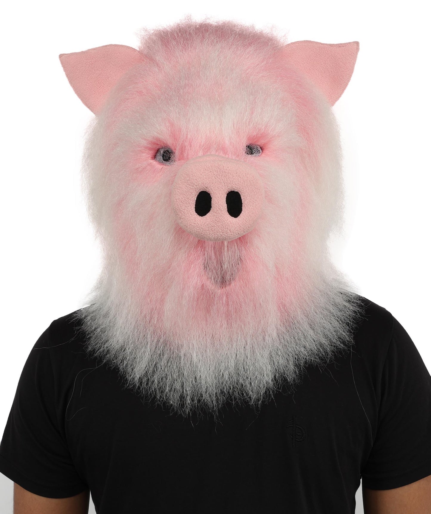 HPO Adult White & Pink Animal Fur Monster Bundle Costume & Mask Set – Full Body Suit with 13 Inch Head Mask for Adults | Funny Furry Pig-Inspired Outfit for Cosplay, Theatre & Halloween Party Events