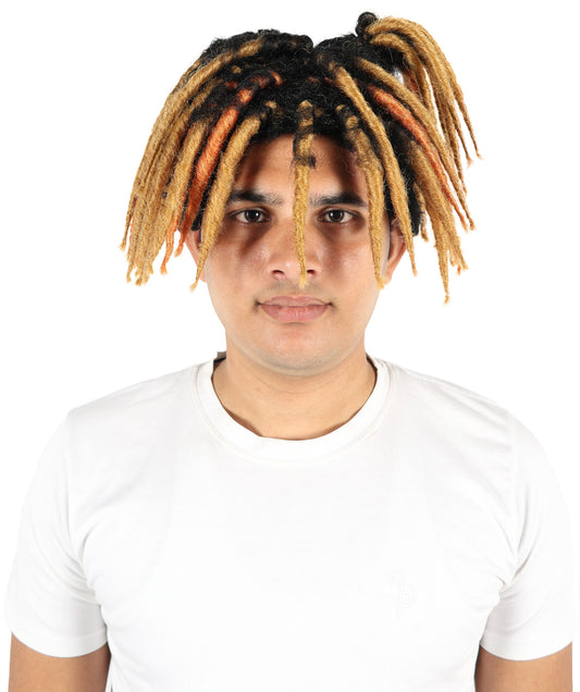 Hip-Hop Rapper Inspired Wig | Medium Straight Multicolor Synthetic Hairpiece | Cosplay, Halloween, Party & Stage-Ready Hairstyle