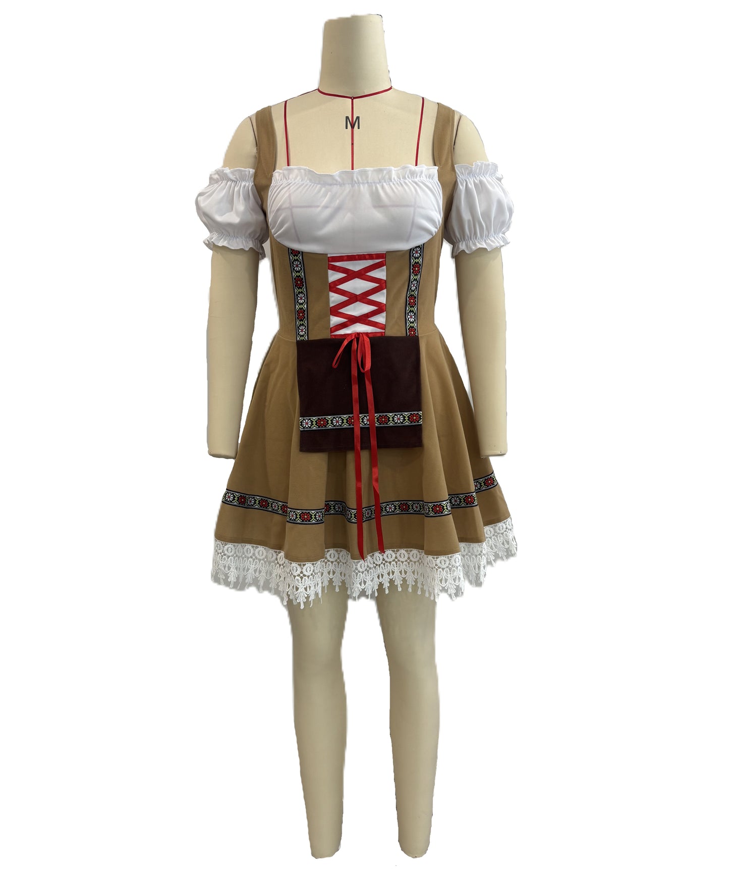HPO Women’s Beer Girl Bavarian Beer Girl Costume | Traditional Dirndl Dress with Apron & Corset | Cosplay, Halloween, Oktoberfest & Themed Parties