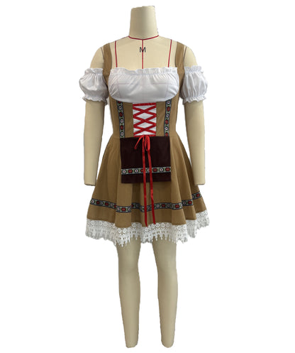 HPO Women’s Beer Girl Bavarian Beer Girl Costume | Traditional Dirndl Dress with Apron & Corset | Cosplay, Halloween, Oktoberfest & Themed Parties