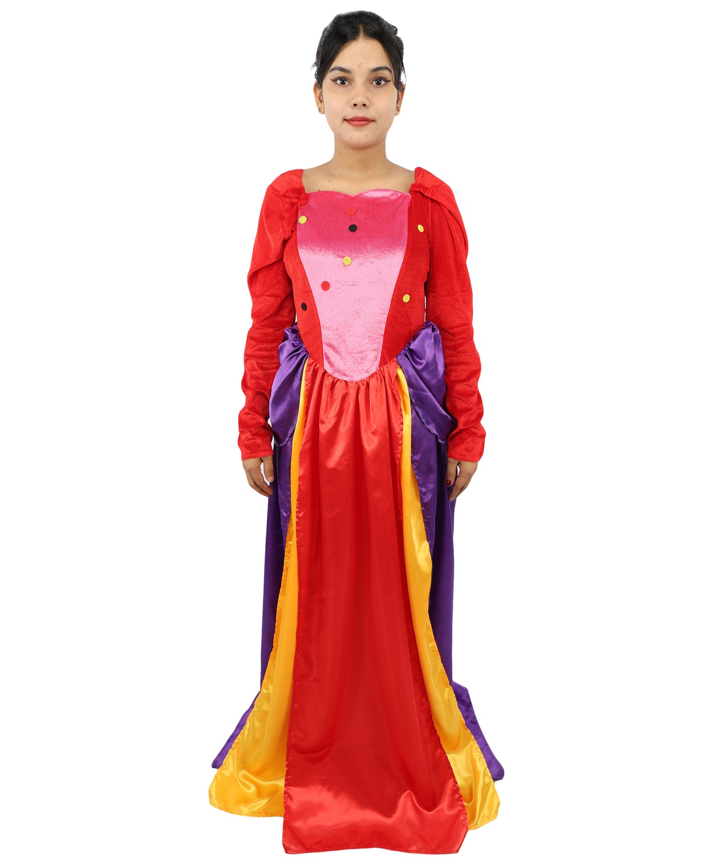 HPO Enchanted Multicolor Witch Costume | Adult Women’s Gothic Fantasy Dress with Corset Style & Flowing Sleeves | Halloween, Cosplay & Parties
