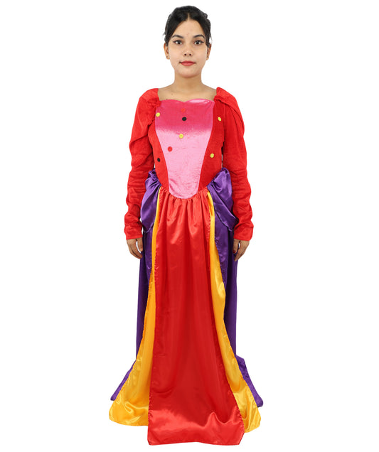 HPO Enchanted Multicolor Witch Costume | Adult Women’s Gothic Fantasy Dress with Corset Style & Flowing Sleeves | Halloween, Cosplay & Parties