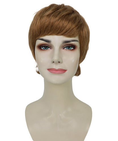 HPO Adult Women’s Chic Honey Blonde Pixie Cut Wig | Sleek Short Layered Style | Ideal for Halloween | Breathable Capless Cap