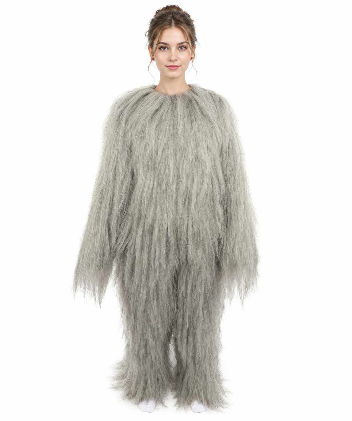 HPO Teen Extreme Hairy Person Costume Bundle & Mask Set - Full-Body Hair Suit Extra-Long Costume Wig for Halloween, Cosplay & Parties - Multiple Color Options
