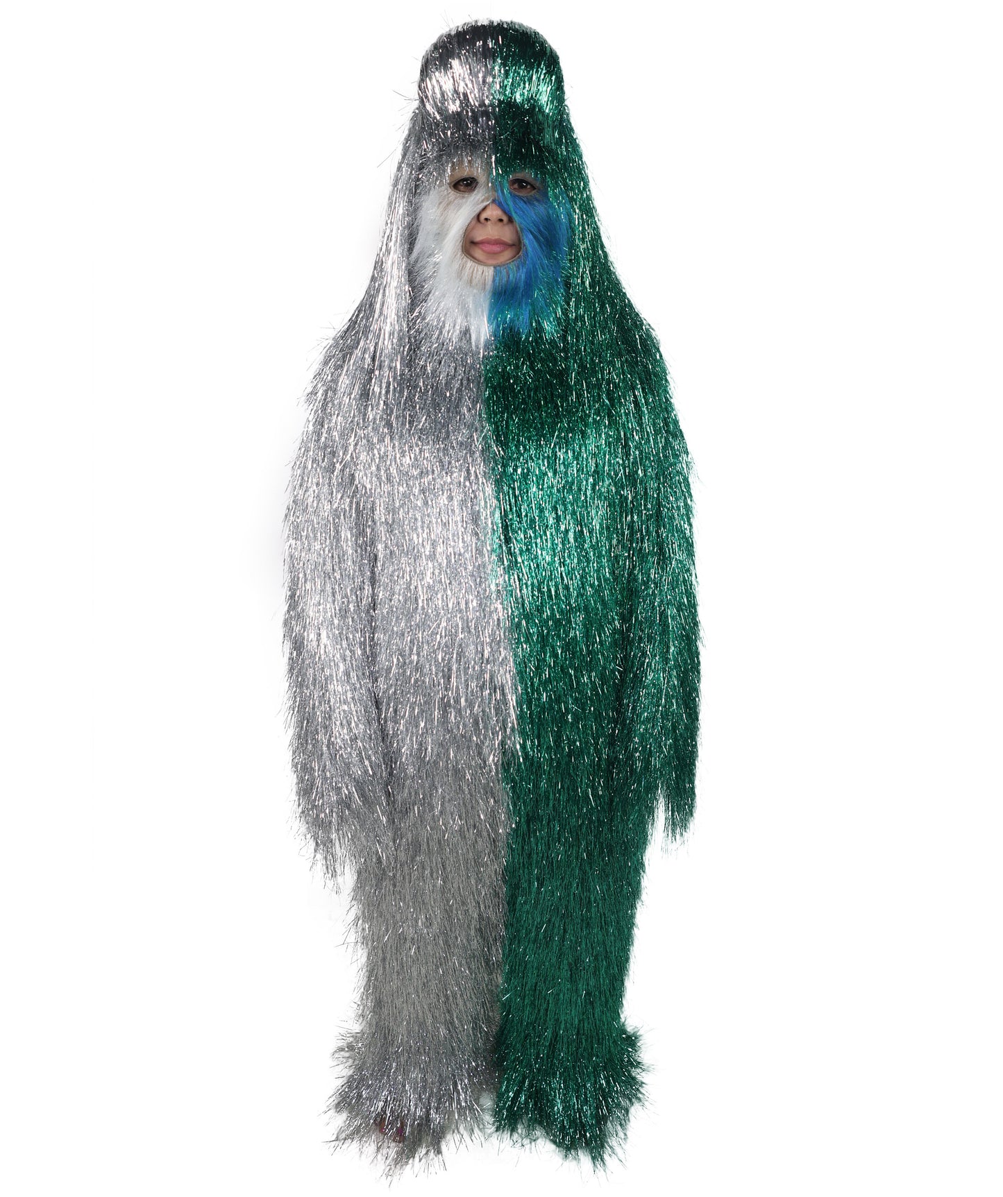 HPO Teen Extreme Hairy Two Part Costume Bundle & Mask Set - Full-Body Hair Suit Extra-Long Costume Wig for Halloween, Cosplay & Parties - Multiple Color Options
