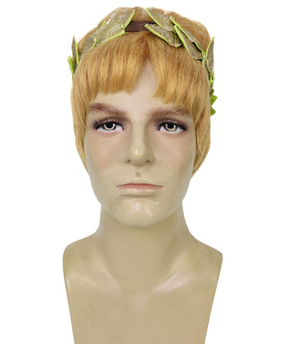 HPO Men’s Wavy Short Ginger Wig | Roman Emperor Inspired Historical Hairpiece | Theater, Gladiator Roleplay, Halloween & Cosplay Wig