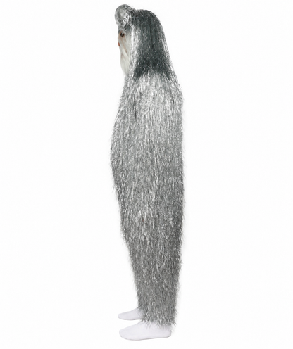 HPO UnisexTinsel Hairy Costume, Bundle & Mask Set | Full-Body Suit & Matching Mask | Long Hair Funny Costume for Halloween, Performers, Cosplay & Mascots | Multicolor Options