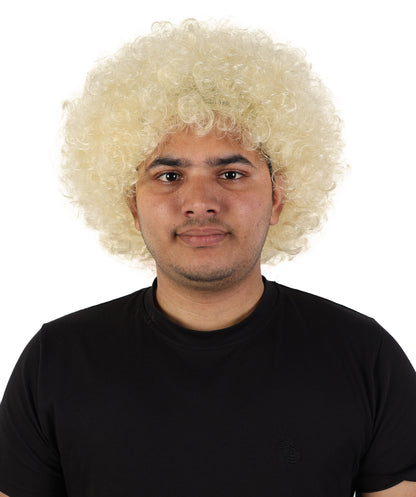 HPO Men's Multi-Color Options Curly Clown Wig | Flame-Retardant Synthetic Fiber and Standard Cap | Ideal for Parties, Cosplay, and Themed Events