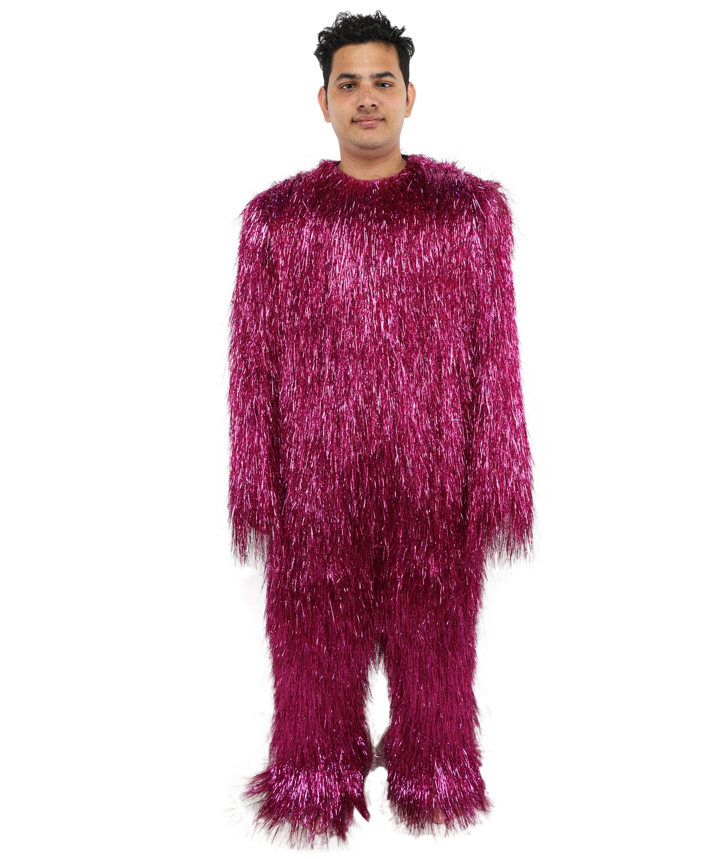 HPO UnisexTinsel Hairy Costume, Bundle & Mask Set | Full-Body Suit & Matching Mask | Long Hair Funny Costume for Halloween, Performers, Cosplay & Mascots | Multicolor Options