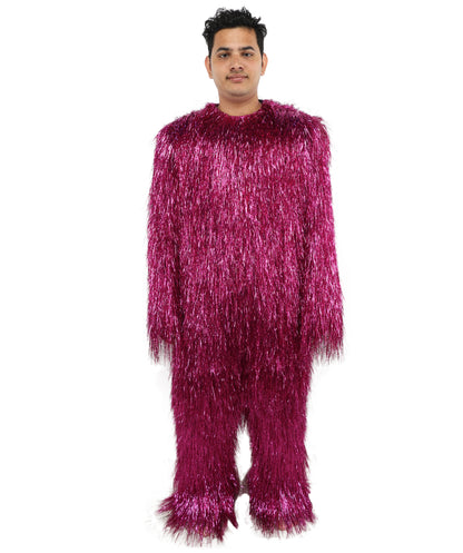 HPO UnisexTinsel Hairy Costume, Bundle & Mask Set | Full-Body Suit & Matching Mask | Long Hair Funny Costume for Halloween, Performers, Cosplay & Mascots | Multicolor Options