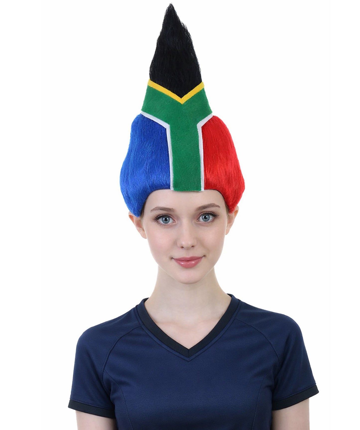 South Africa Flag Troll Wig | National Pride Long Multicolor Wig | Premium Breathable Capless Cap