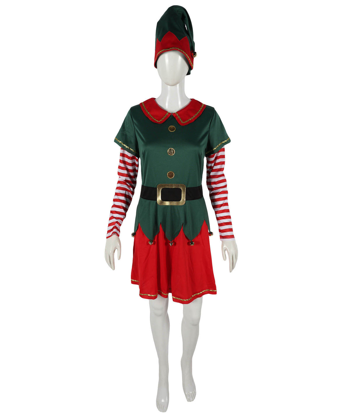 HPO Adult & Teen Women’s Inflatable Elf Costume | Red & Green Christmas Outfit | Holiday Party, Cosplay & Themed Event Costume