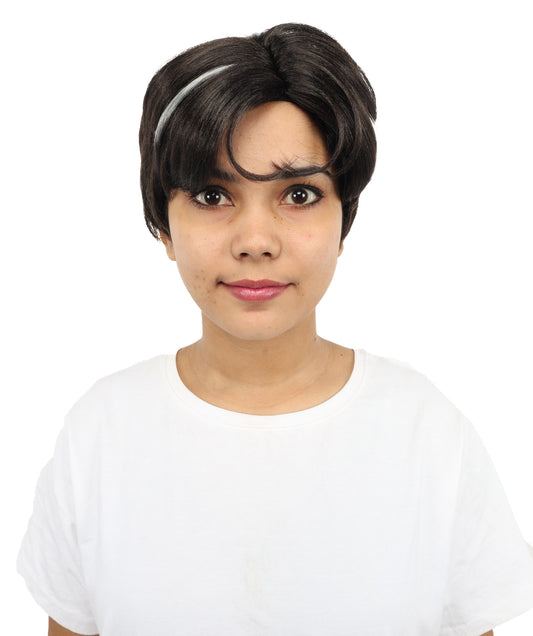 HPO Women's Medium Brown Bob Wig | Straight Cut Hairpiece | Daily Wear Wig with Breathable Inner Cap