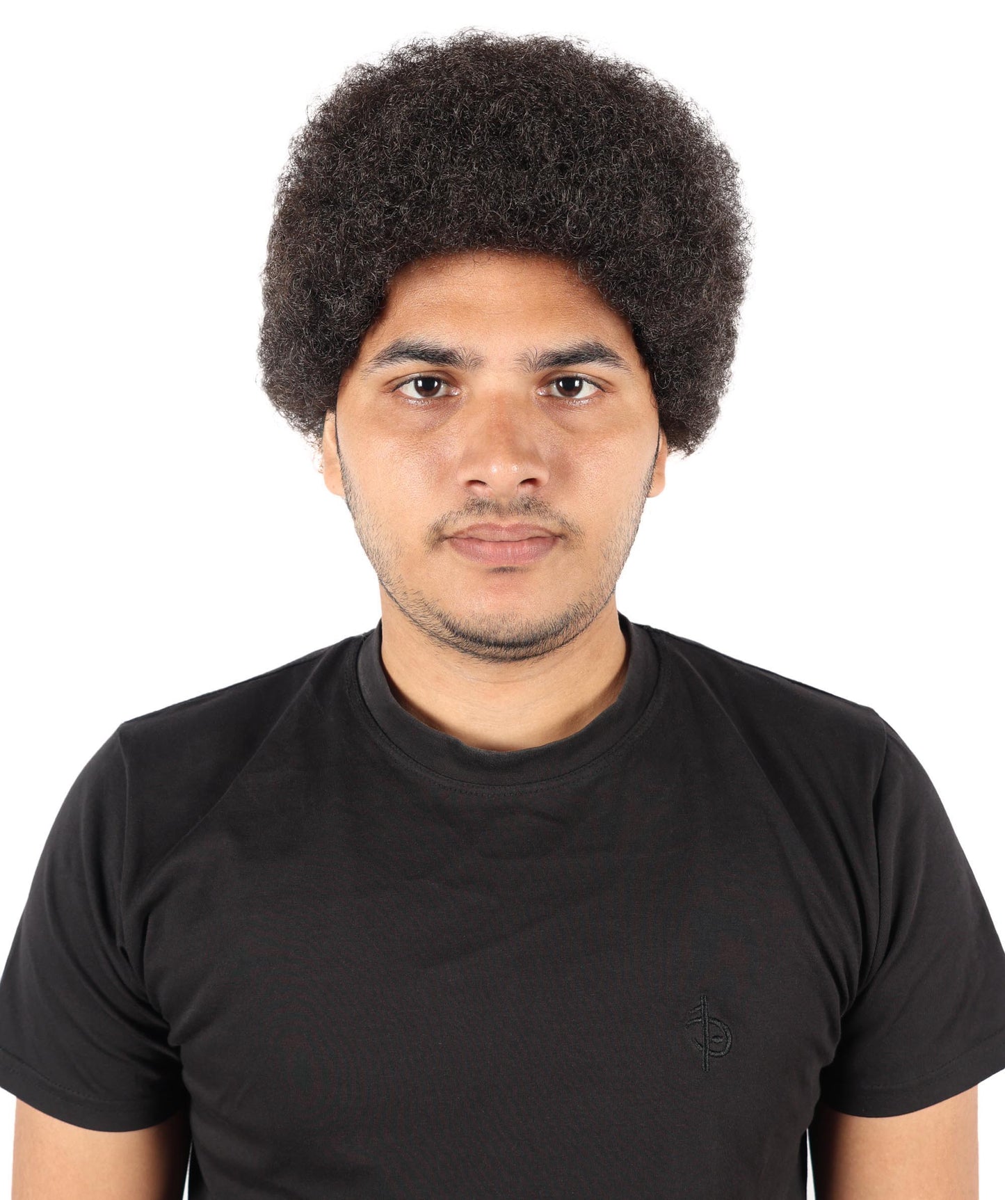 HPO Men's Short Afro-Inspired Dark Brown Curly Wig |  Synthetic Hair with Adjustable Cap for Themed Events, Halloween, Stage & Roleplay